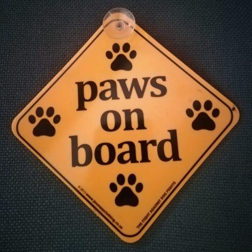Paws on board car sign
